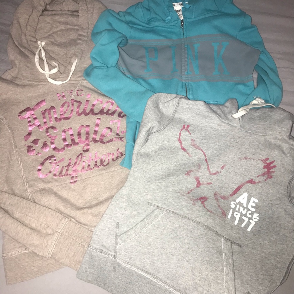 American Eagle & Pink hoodies